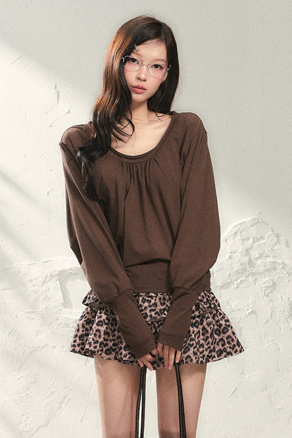 Leopard Print Ruffle Skirt With Top Set-Up