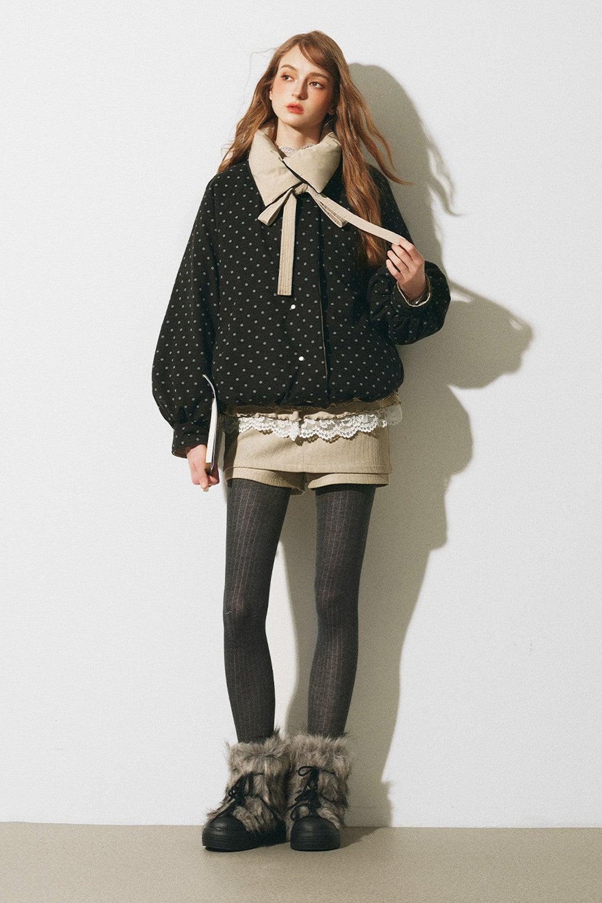 Reversible Polka Dot Bow Down Jacket