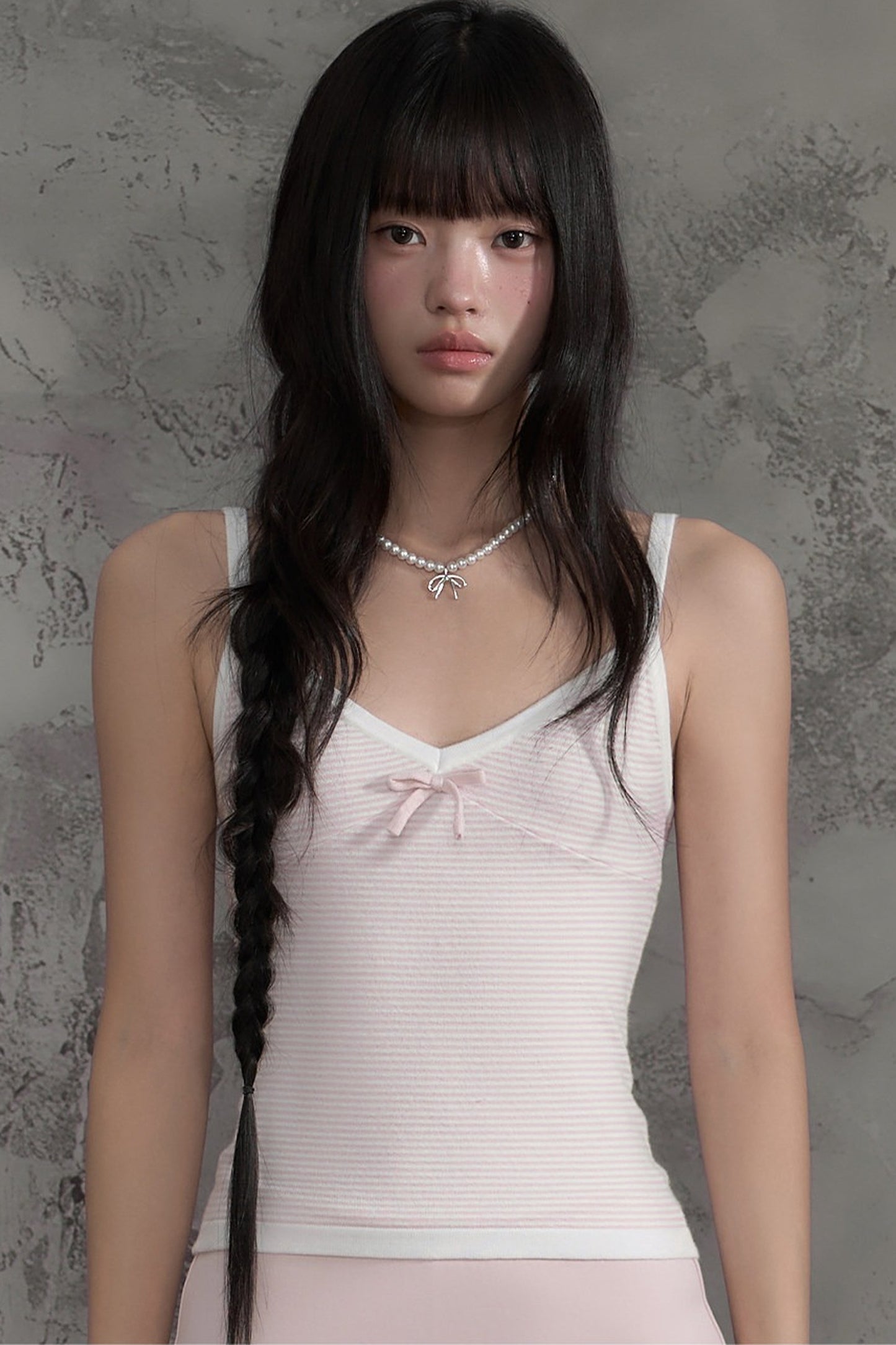 Pink Striped Bow Camisole