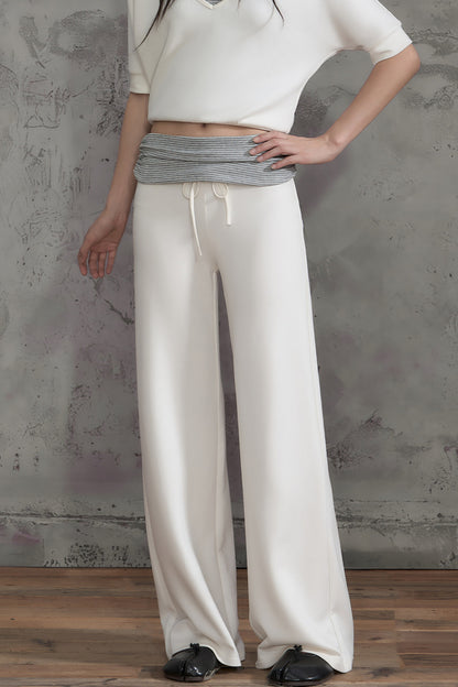 Color-Block Striped Wide-Leg Pants