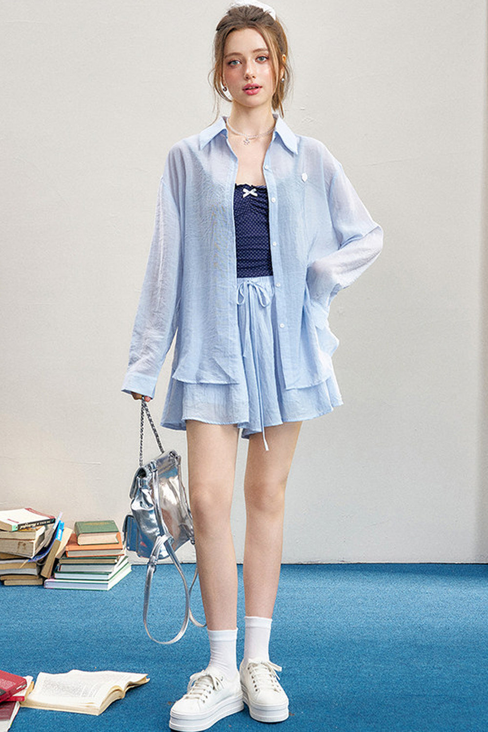 High-Waist-Camisole-Shirt-und-Rock-Set