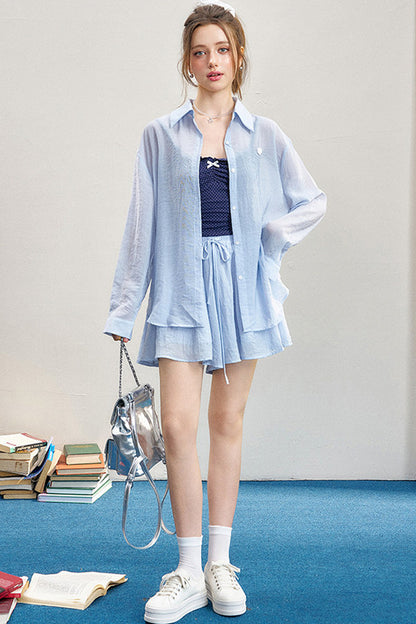 High-Waist-Camisole-Shirt-und-Rock-Set