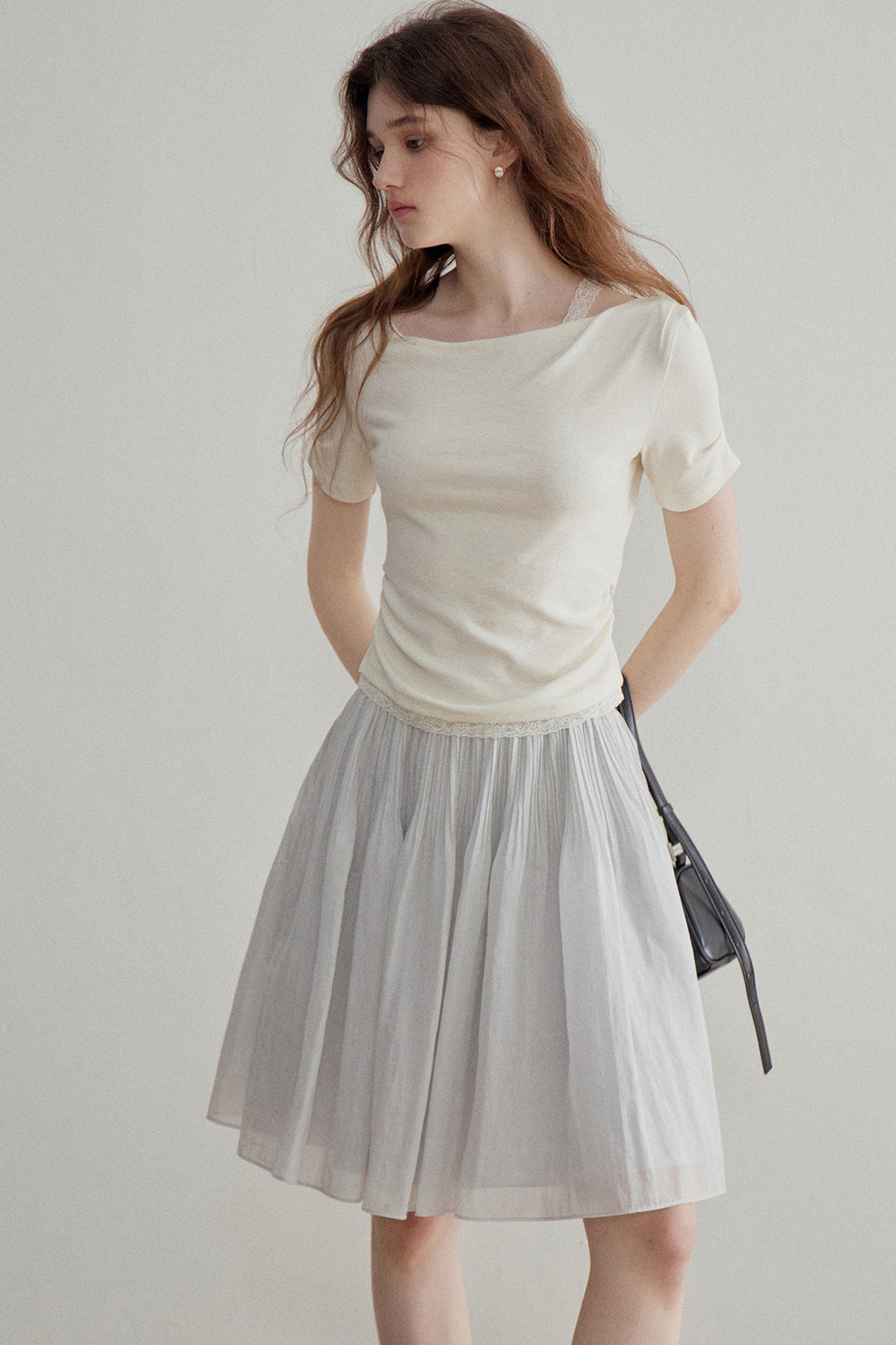 French Ruched A-Line Skirt