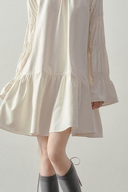 Beige Long Sleeve Shirt Dress