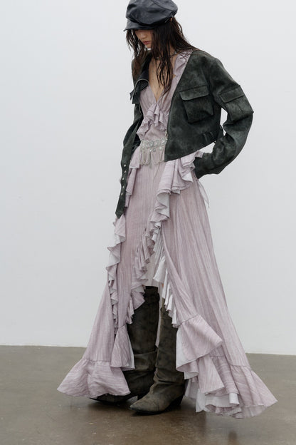 Color-Washed PU Biker Jacket