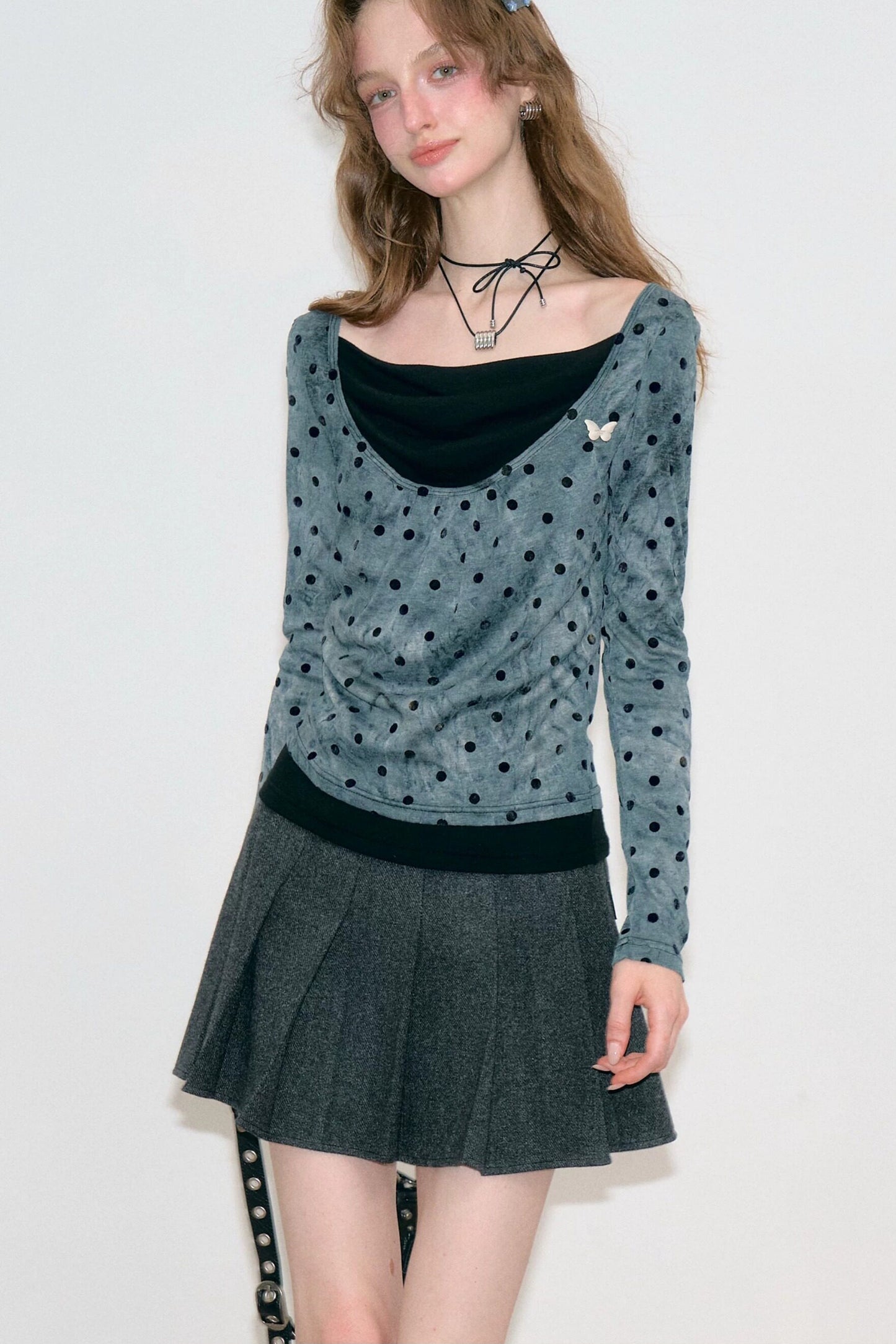Polka Dot T-Shirt Knit Top
