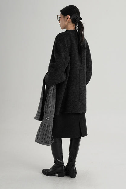 Scarf Collar Double-Sided Wool Coat