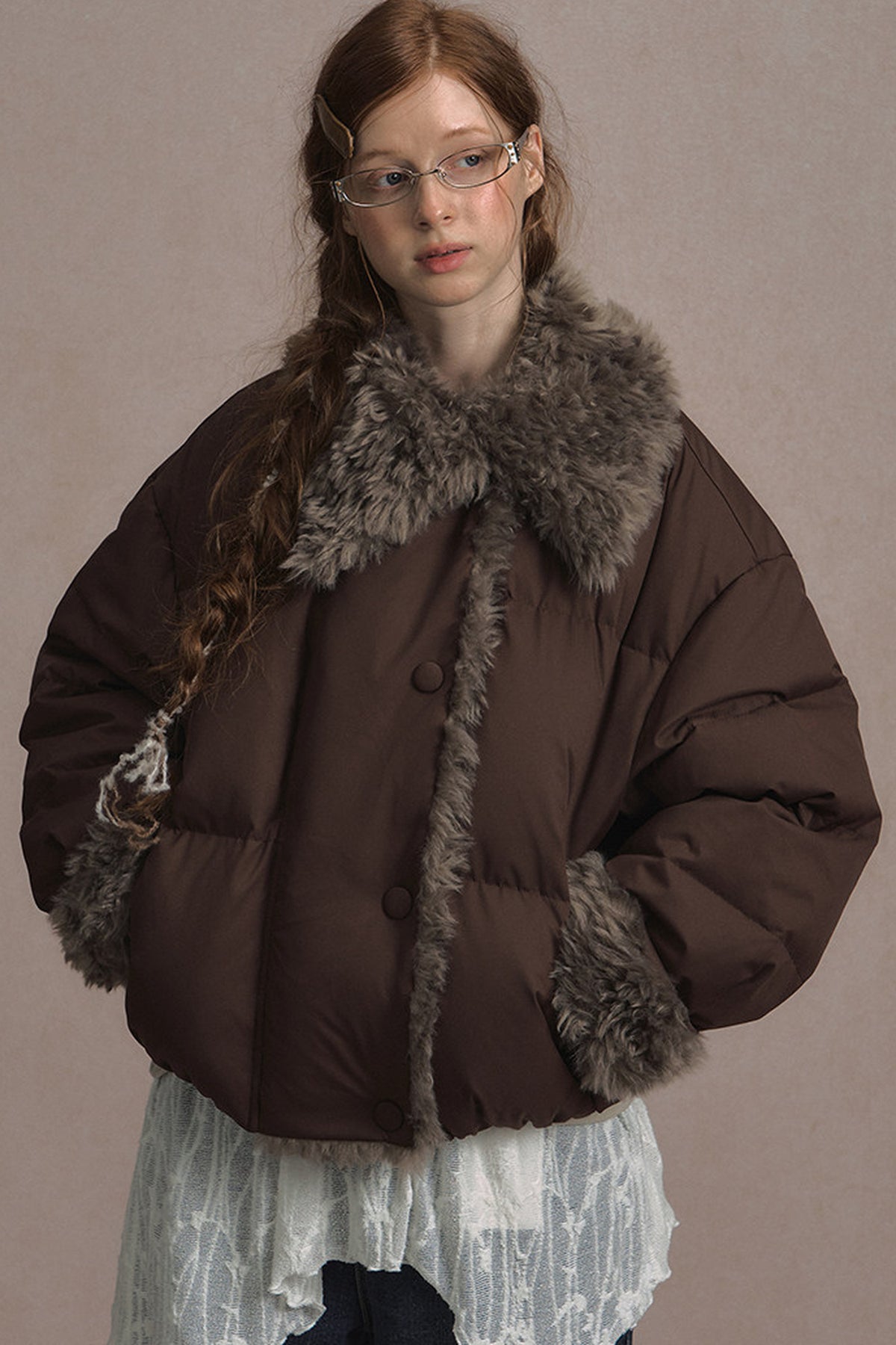 Short Fur Collar Down Jacket