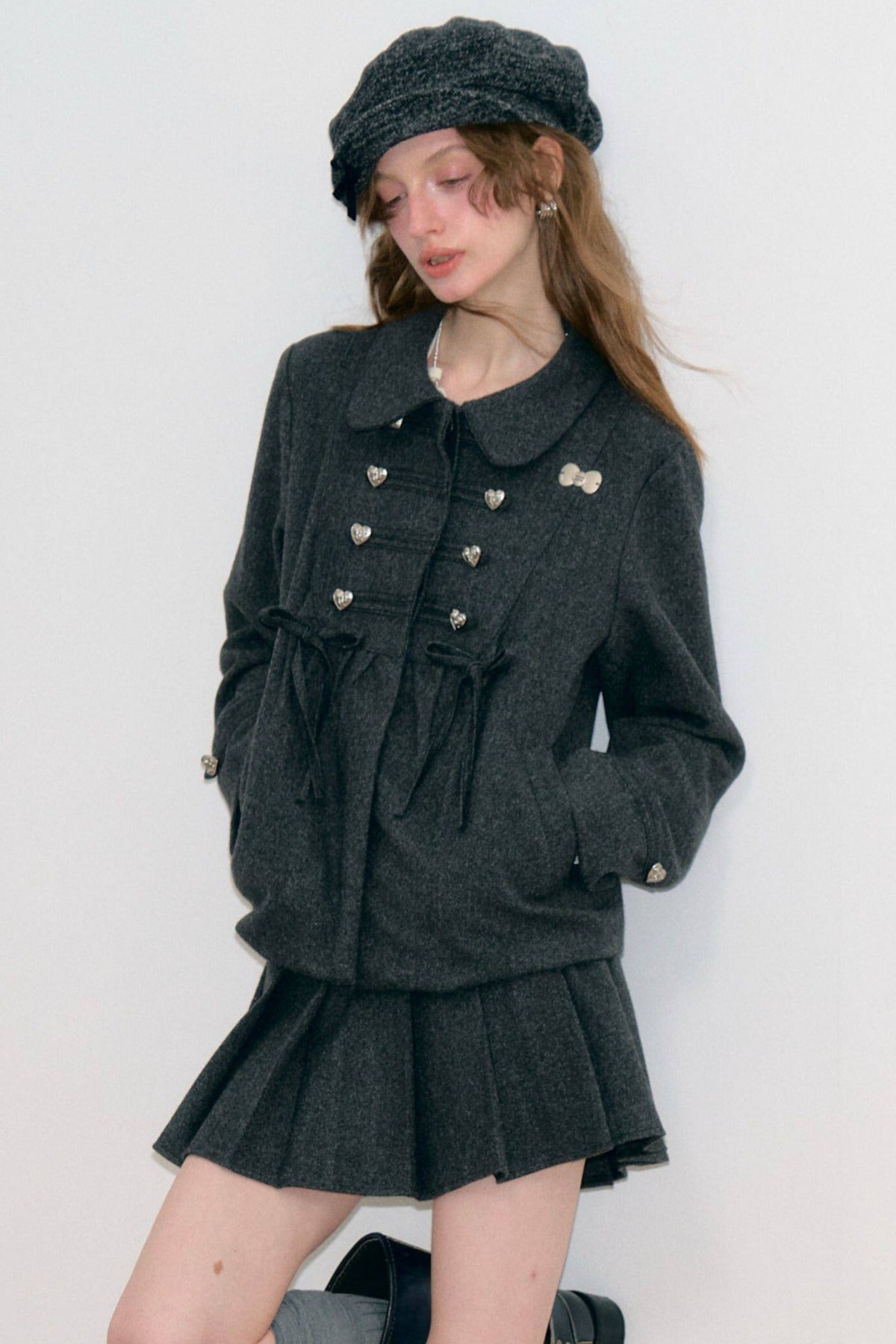 Doll Collar Bow Wool Coat