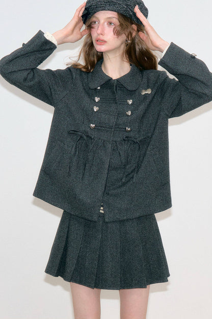 Doll Collar Bow Wool Coat