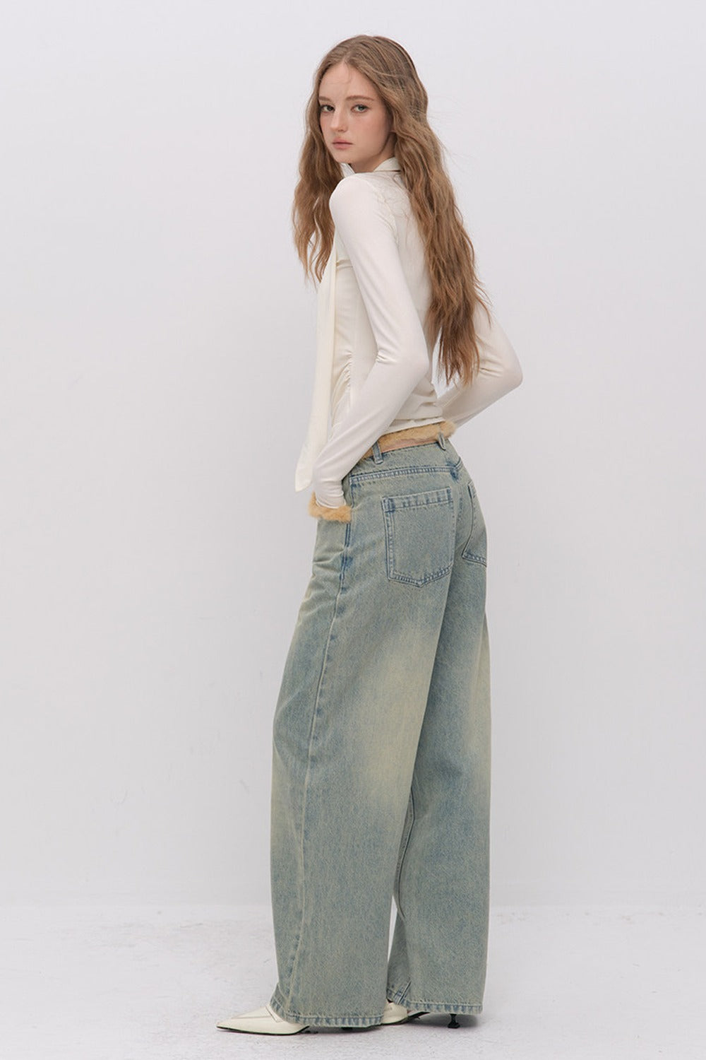 Irregular Ruched Halter Ribbon T-Shirt