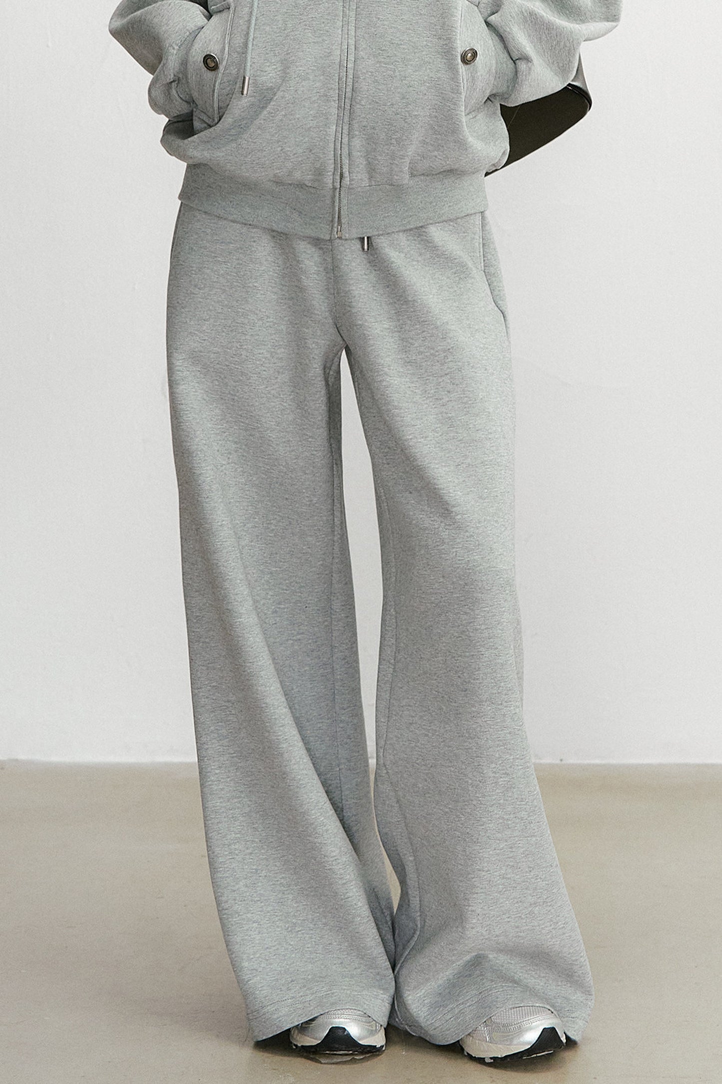 Embroidered Hooded Cardigan Sweatshirt and Wide-Leg Pants Set-Up