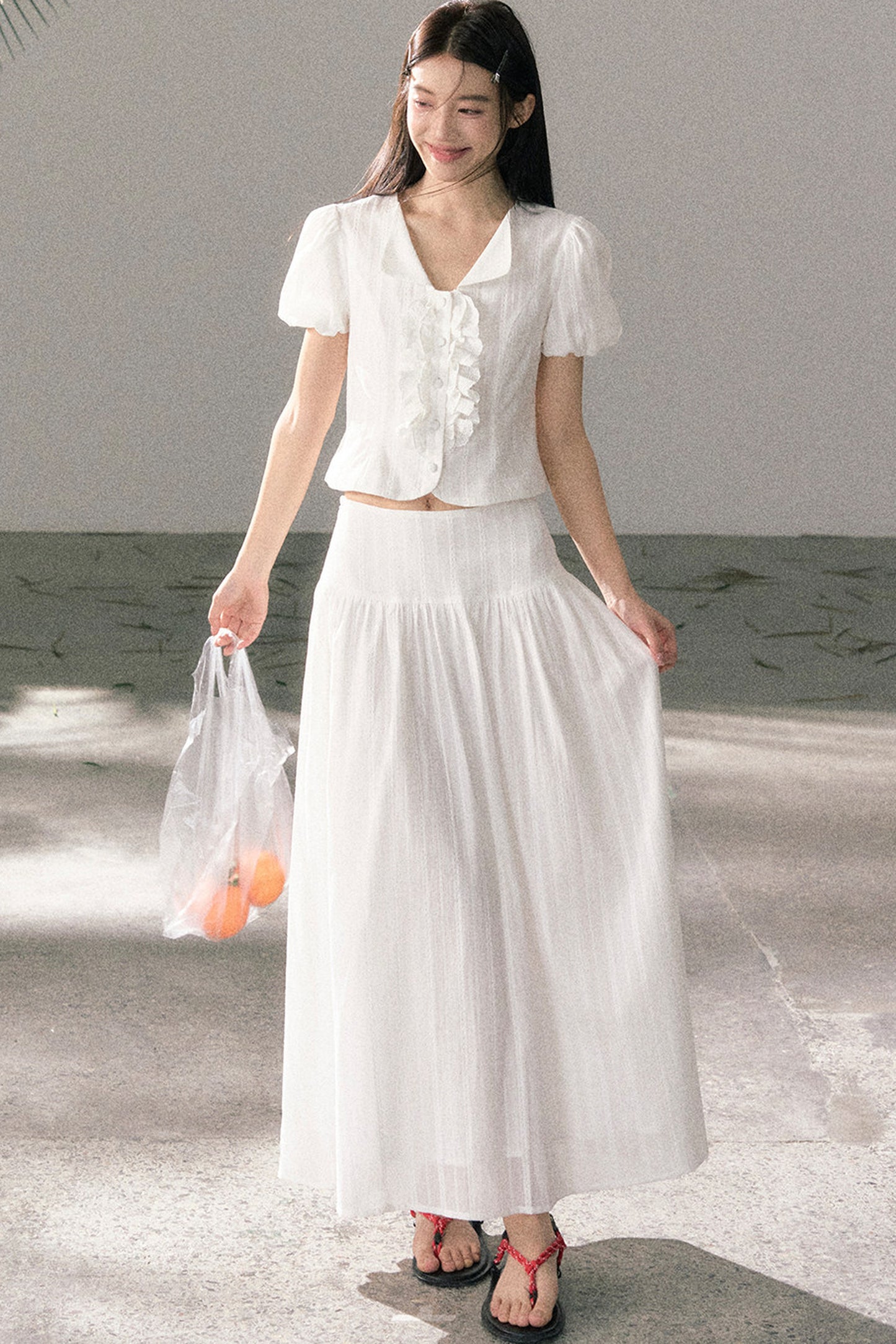 Ruffle Top and High-Waisted Skirt Set-Up