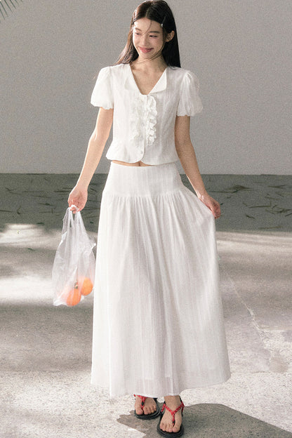 Ruffle Top and High-Waisted Skirt Set-Up
