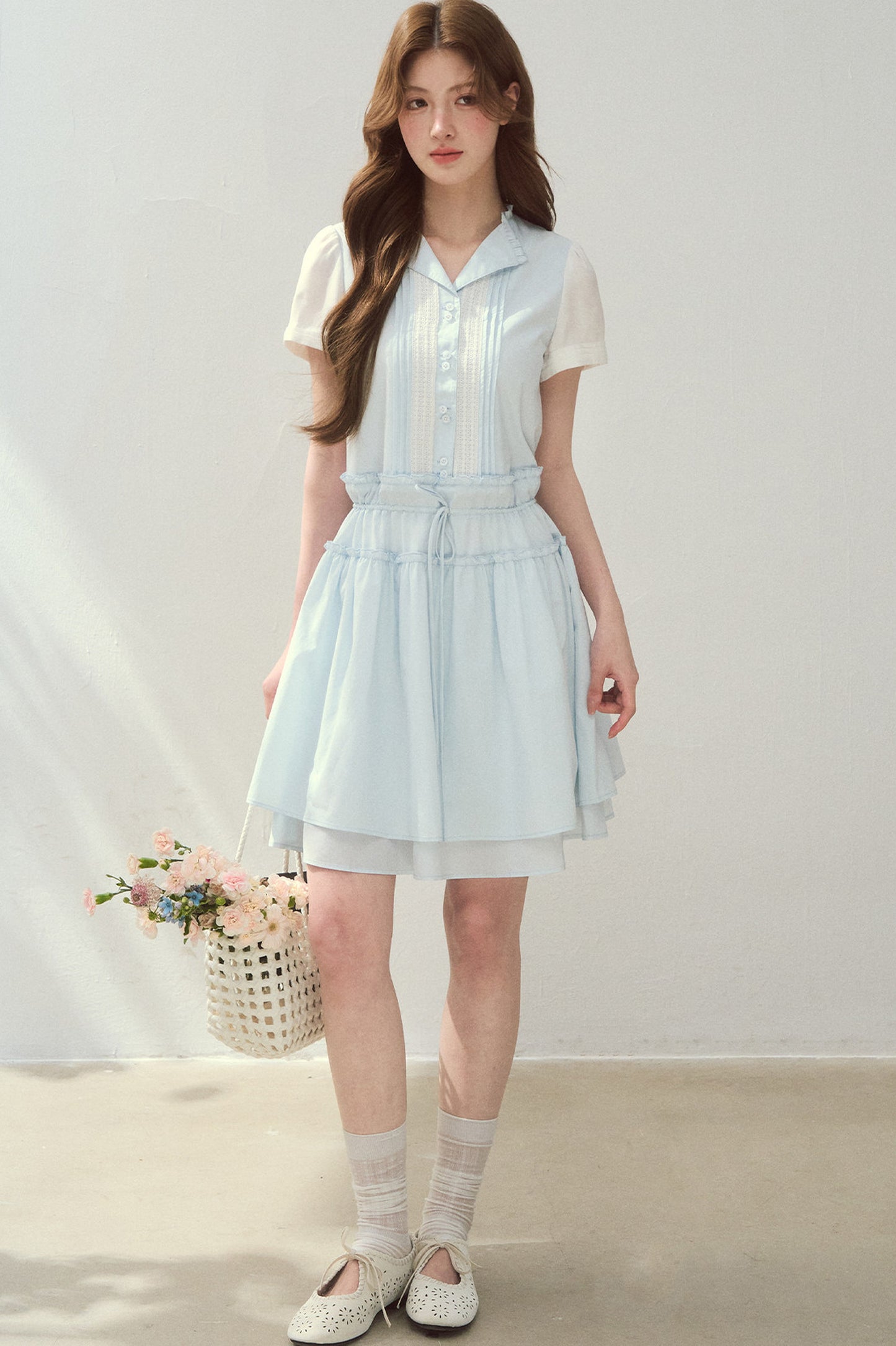 Sea Salt Blue Lyocell Shirt Dress