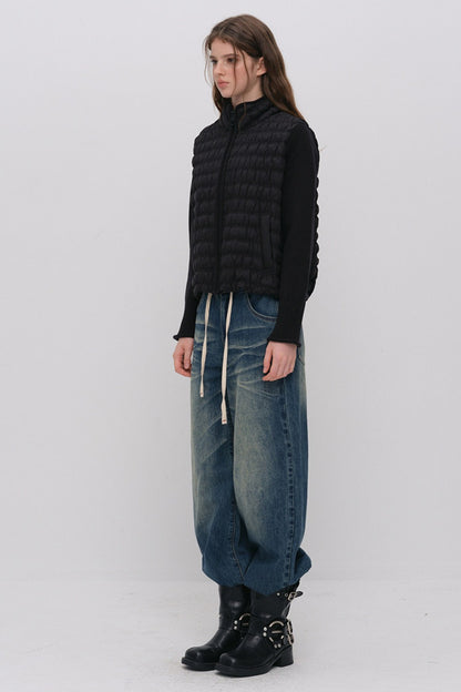 Knit Spliced Quilted Down Jacket