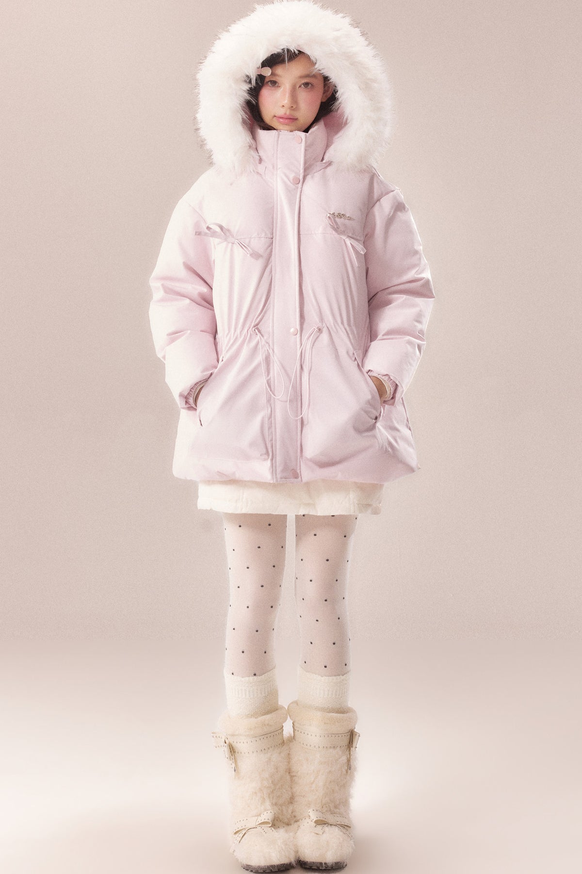 Mid-Length Fur Collar Goose Down Jacket