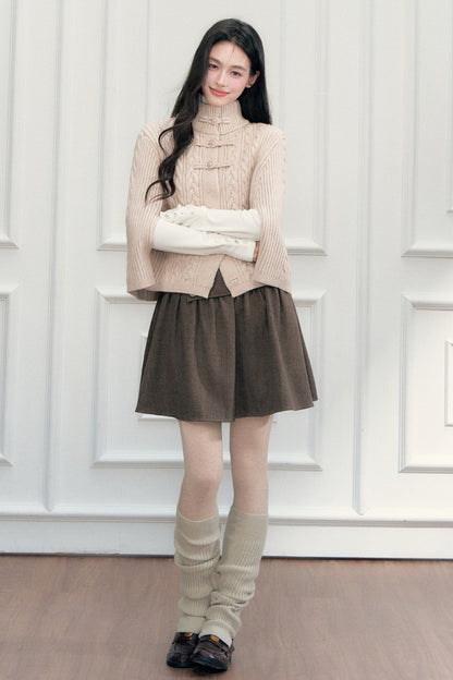 New Chinese Style Cable Knit Cape
