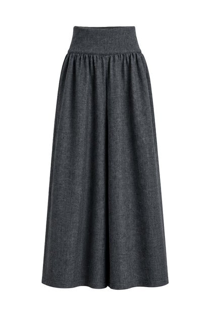 Gray Loose Wide-Leg Pants and Top Set-Up