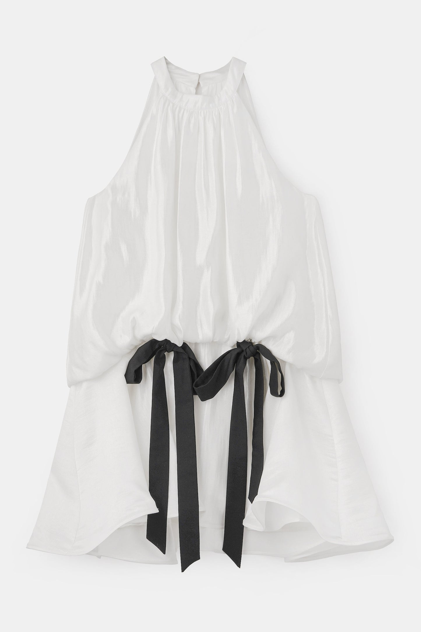 Vestido elegante de cuello halter con lazo