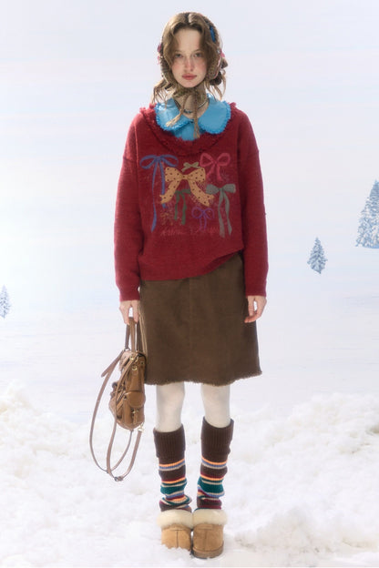 Brown Corduroy Mid-Length Skirt