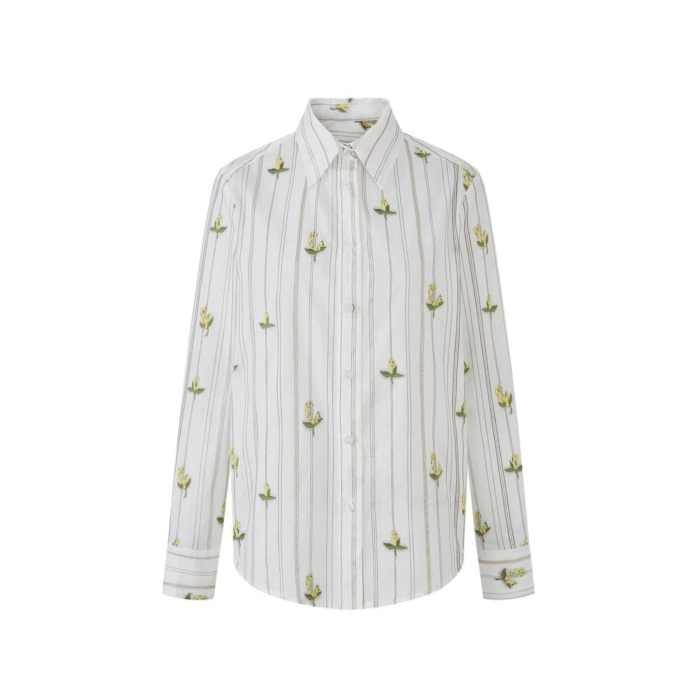 Striped Floral Sunscreen Shirt Set-Up