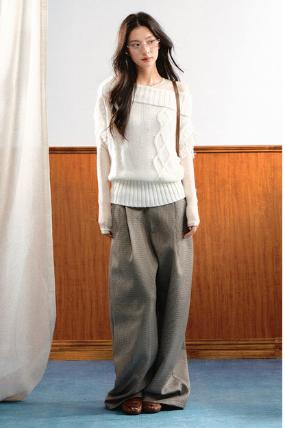 Korean Slanted Shoulder Sweater