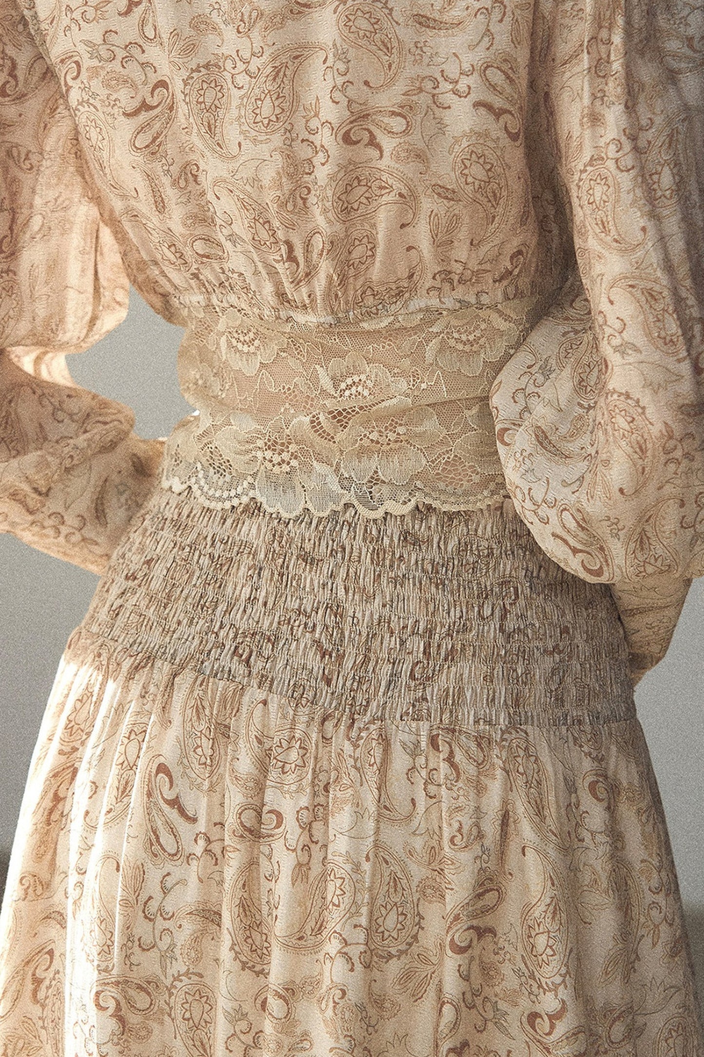 Retro Printed Chiffon Blouse and Skirt Set-Up