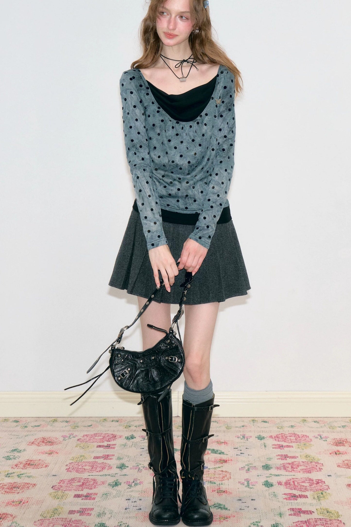 Polka Dot T-Shirt Knit Top