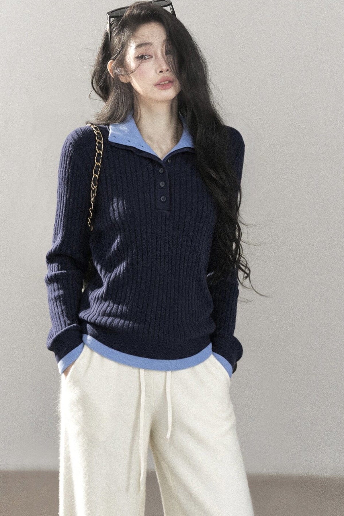 Layered-Look Knit Top Set