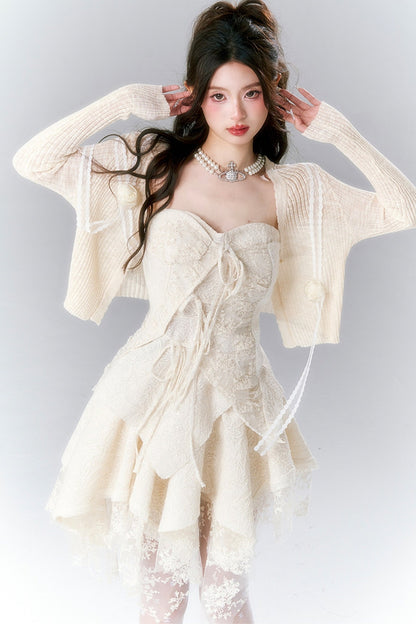 Pompon-Strickjacke