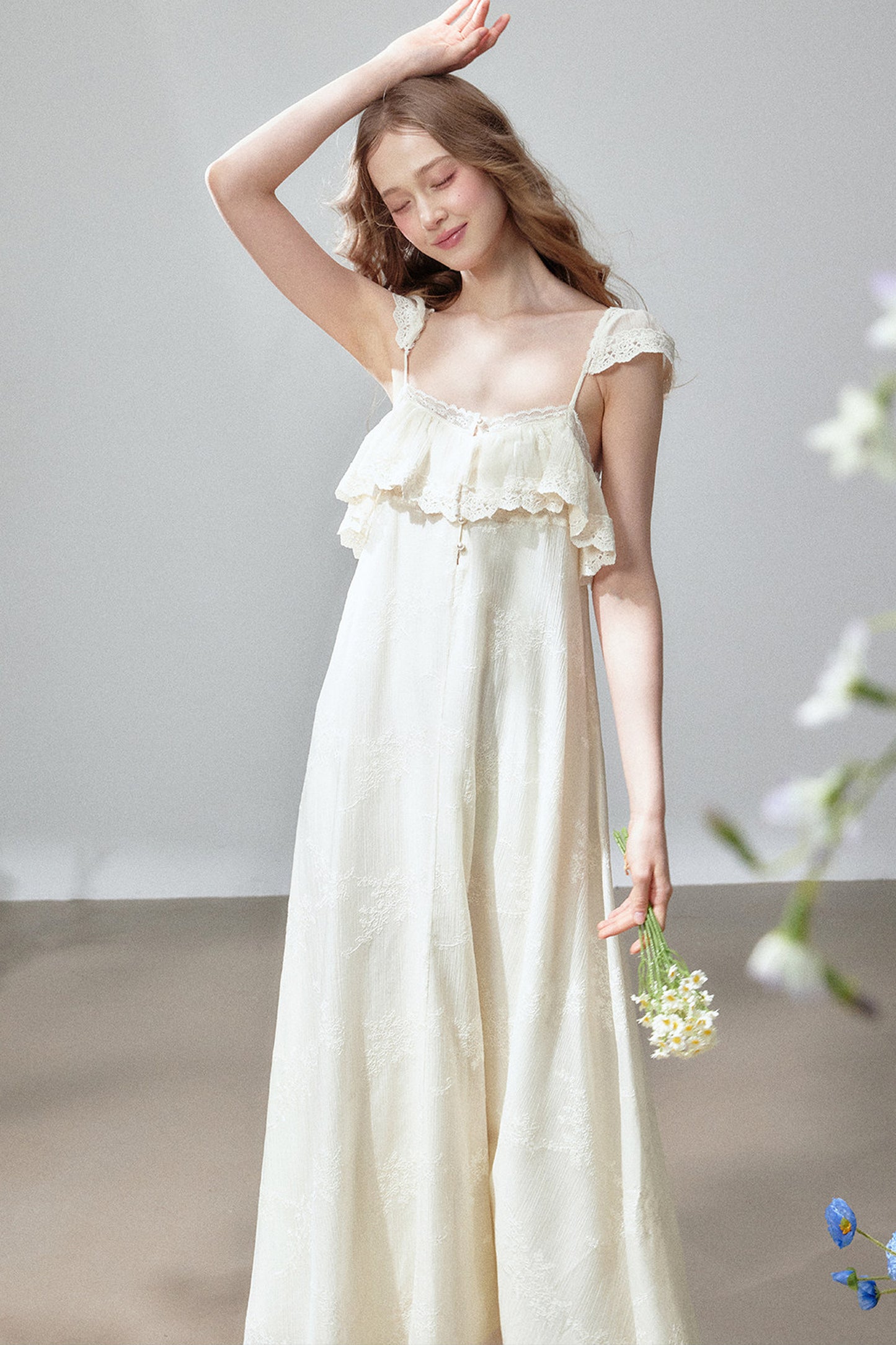 Lace Ruffle Vacation Dress
