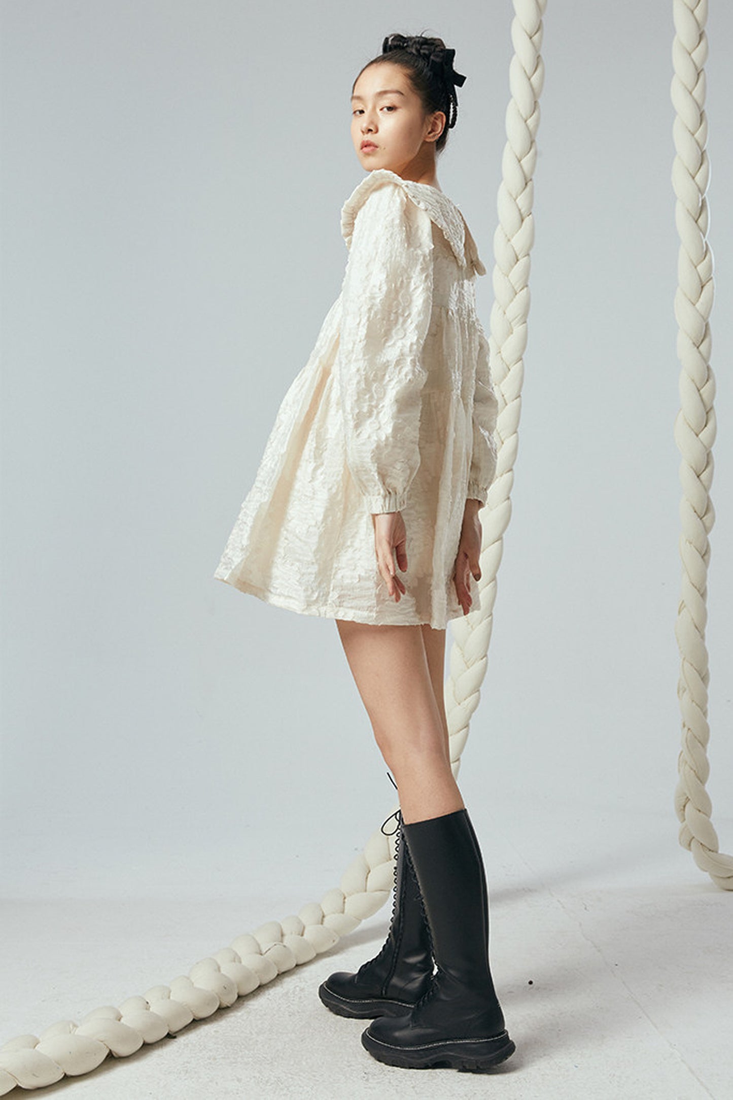 Ruffled Peter Pan Collar Dress