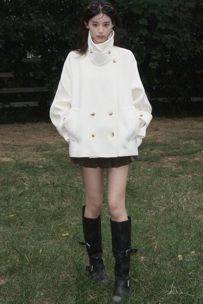 Two-Way Double-Breasted Wool Jacket