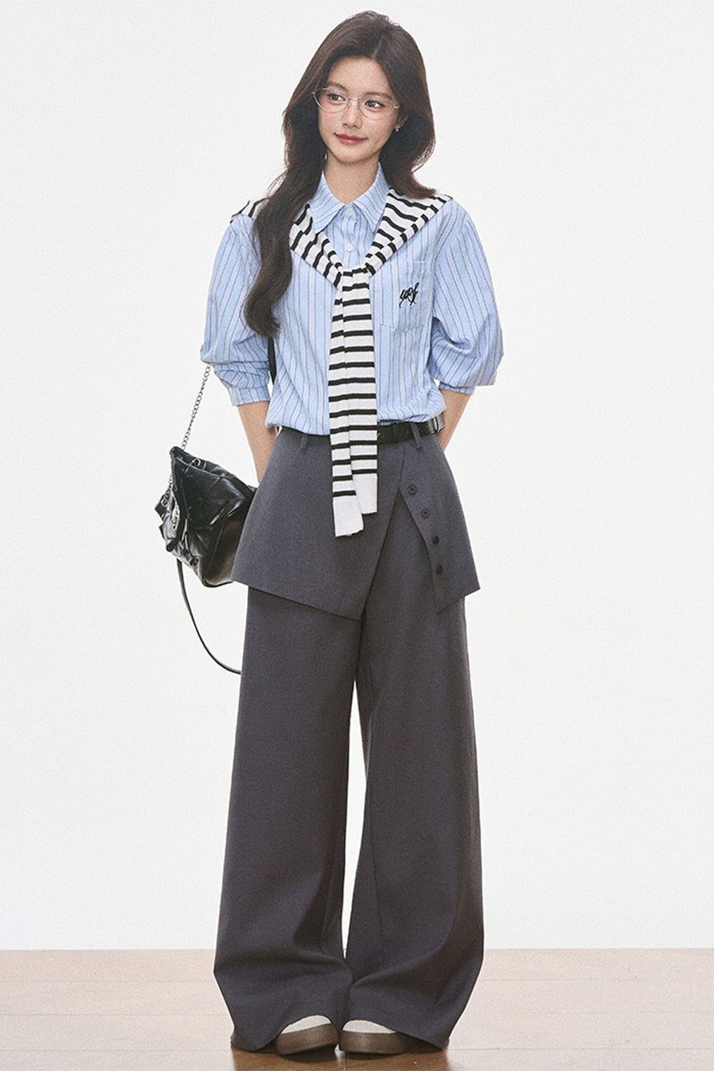Ensemble chemise rayée et pantalon large