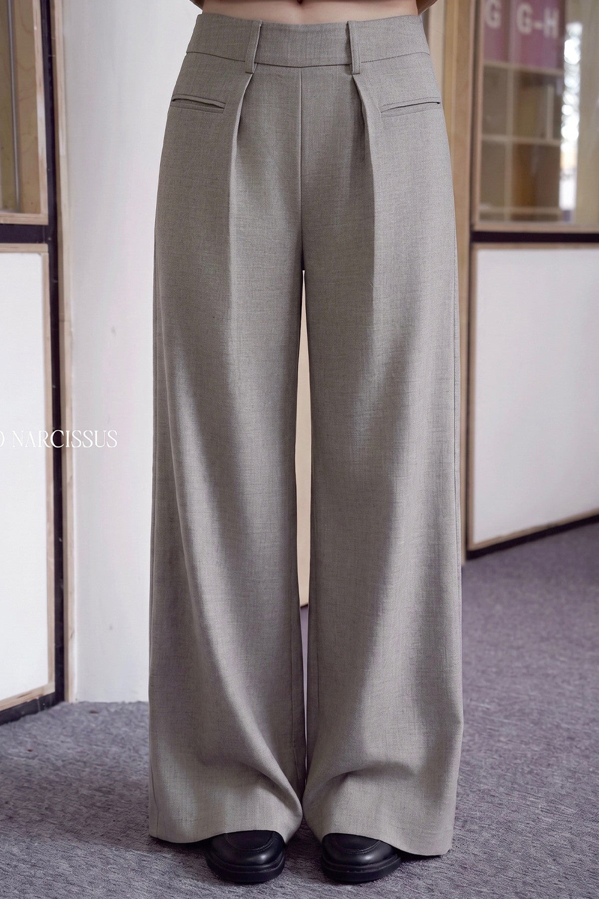 Doll Collar Puff Sleeve Shirt and Pants Set-Up