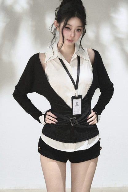 Layered-Look Knit Top Set-Up