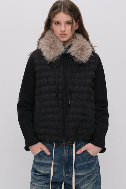Knit Spliced Quilted Down Jacket