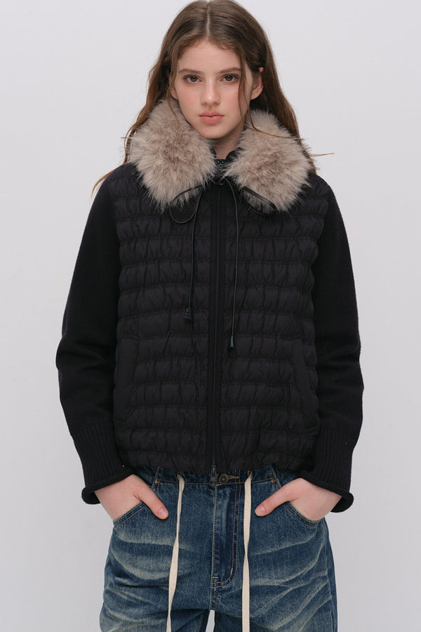 Knit Spliced Quilted Down Jacket
