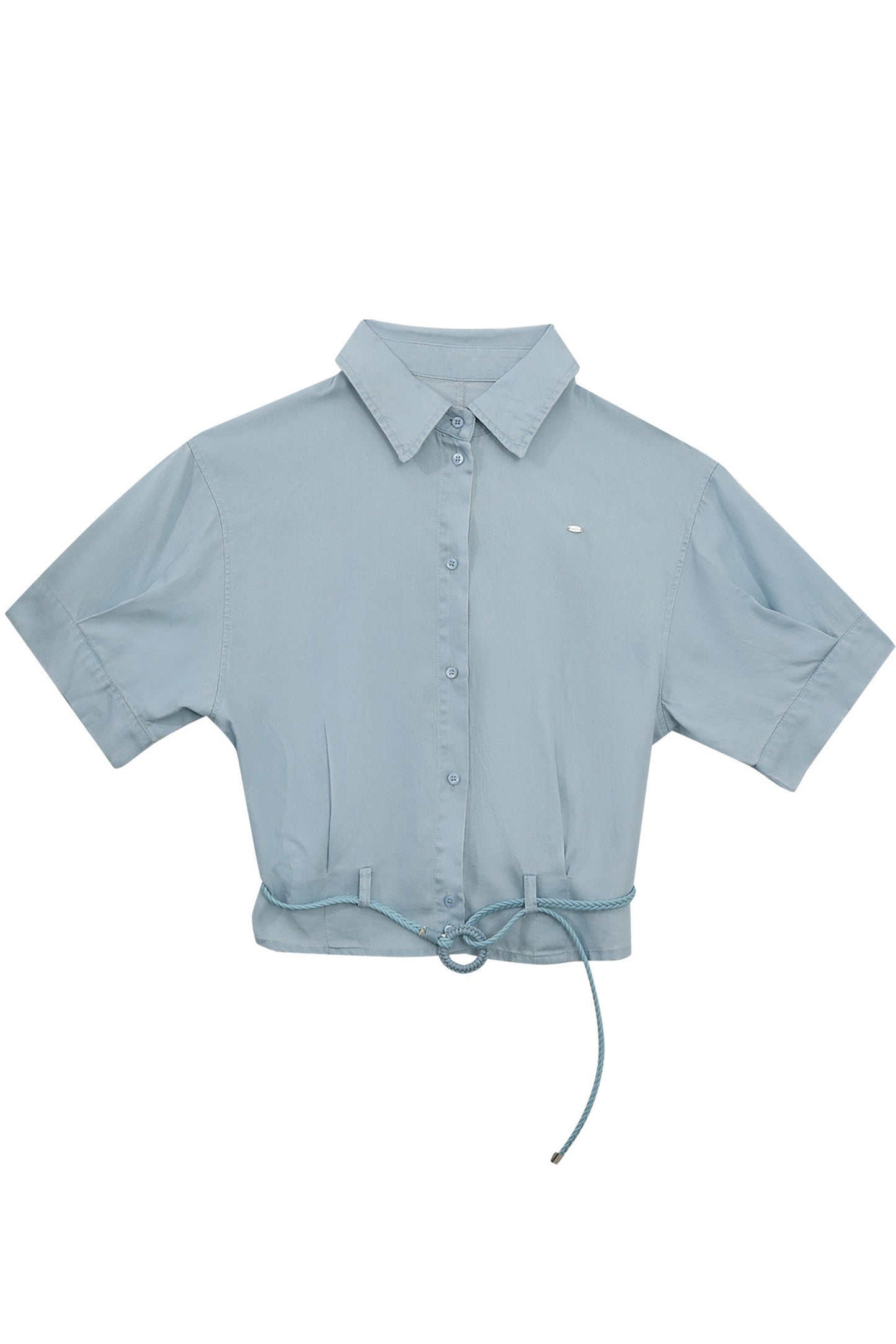 Short Sleeve Light Blue Shirt and Skirt Set-Up