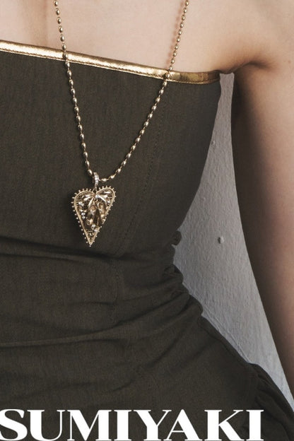 Lace Bowknot Heart Necklace