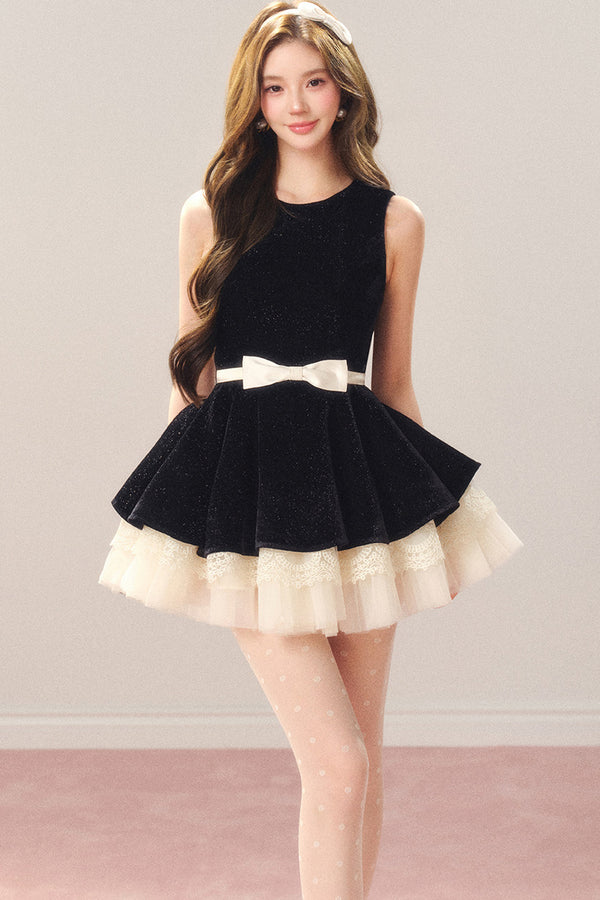 Shimmering Hepburn Style Velvet Princess Dress