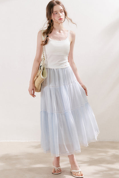 Lace Tiered Long Skirt
