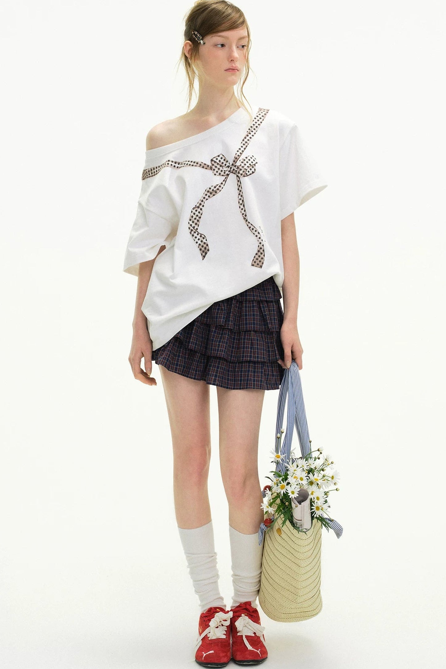 Retro Plaid Ruffled Skirt