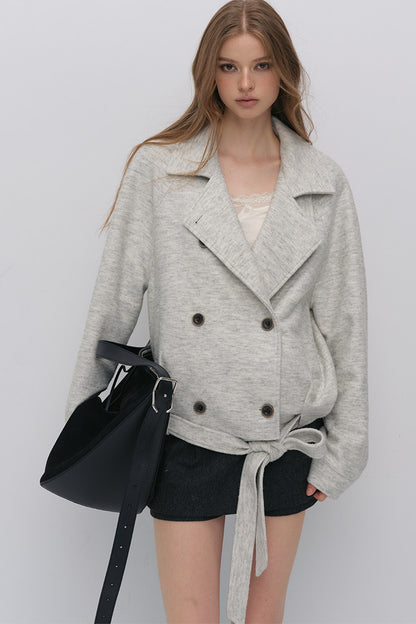 Belted Wool A-Line Skirt