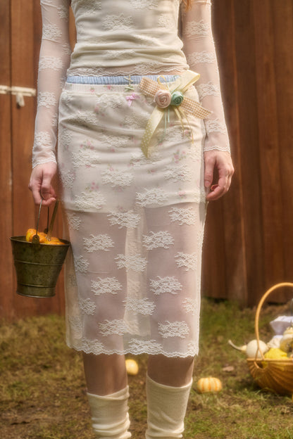 Layered-Look Lace Top and Skirt Set-Up