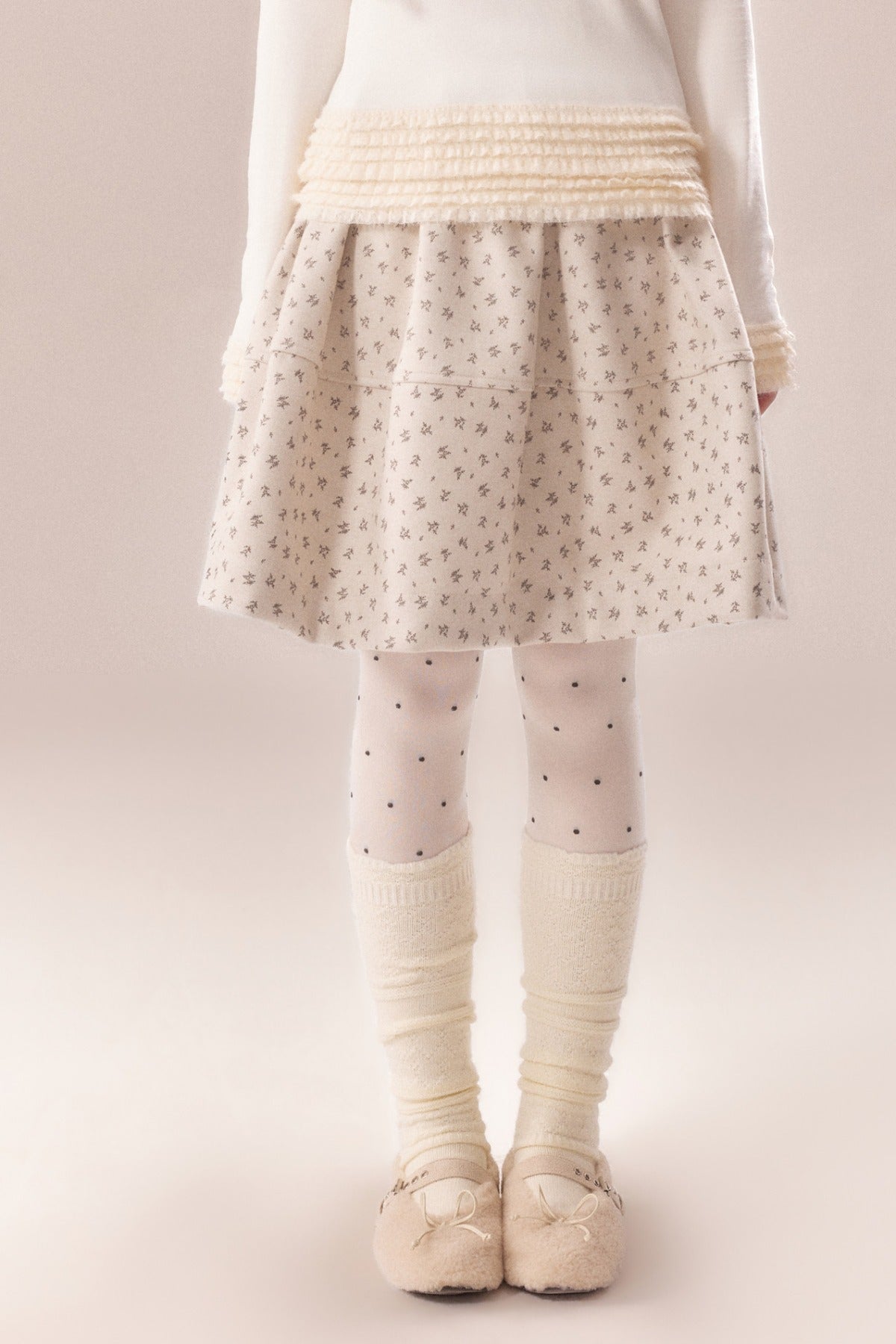 All-Over Floral Print Elastic Waist A-Line Skirt