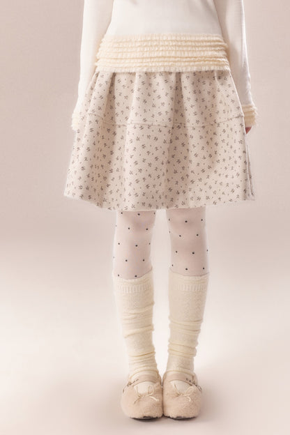All-Over Floral Print Elastic Waist A-Line Skirt