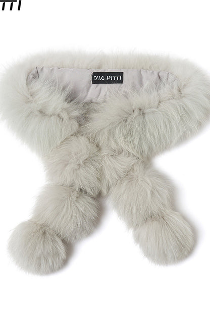 Fox Fur Tassel Pom Pom Scarf