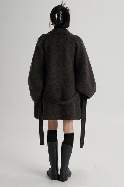 Mid-Length Armor Collar Wool Coat